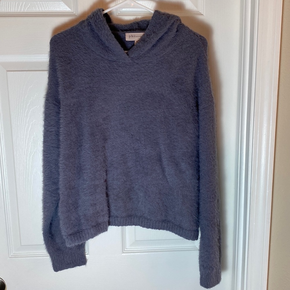 Philosophy Pullover Eyelash Sweater Top With hood super soft size XL